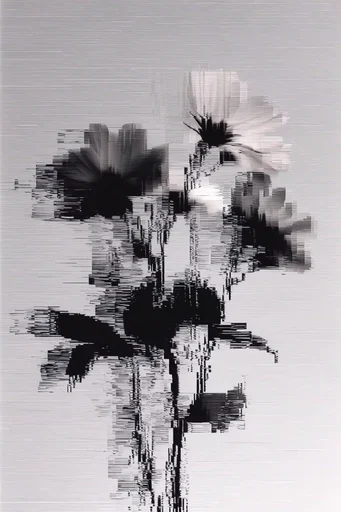 Monochrome Glitch Abstraction style reference image — generative fragmentation