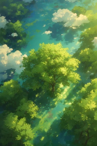Luminous Verdant Horizons style reference image — serene atmospheric landscape