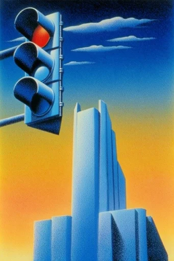 Surreal Airbrush Dreamscape style reference image — retro speculative fiction