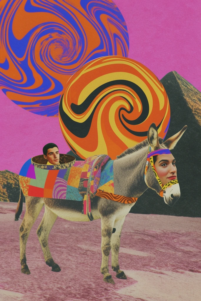 Graphic Retro Surrealism style AI image example 3
