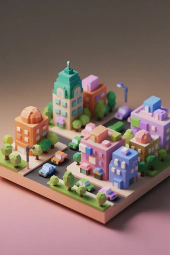 Cozy Isometric Voxel style reference image — isometric voxel diorama