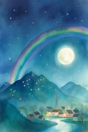 Luminous Nocturnal Whimsy style reference image — whimsical storybook illustration