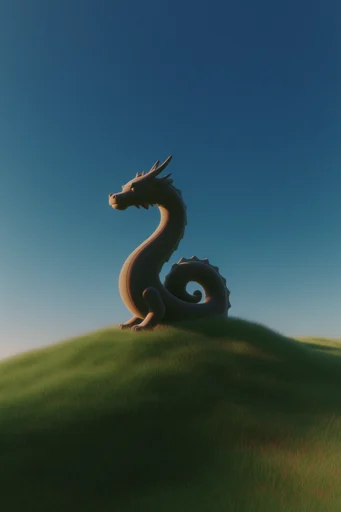 Surreal Minimalist Pastoral style reference image — clean CGI render