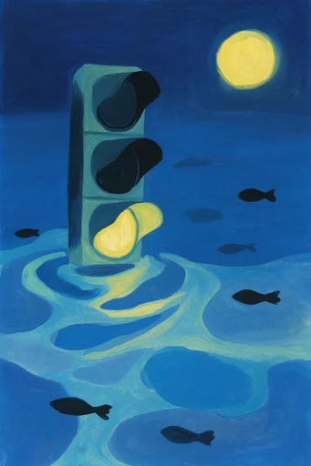 Surreal Nocturnal Cerulean style reference image — thick impasto palette knife textures