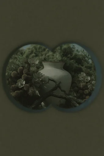 Geometric Voyeuristic Surrealism style reference image — binocular POV
