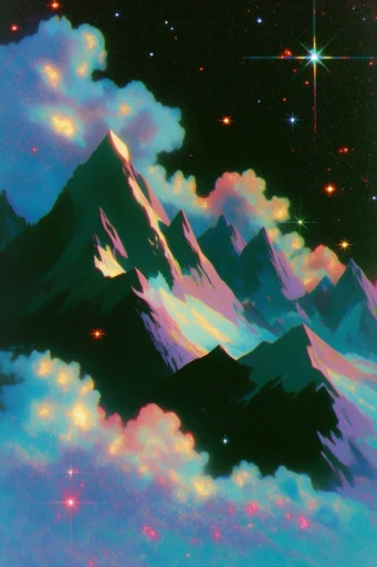 Analog Cosmic Surrealism style reference image — retro-futurism