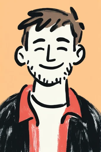 Expressive Naïve Minimalism style reference image — bold primary colors