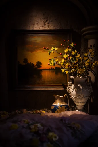Luminous Chiaroscuro Botanical style AI image example 2