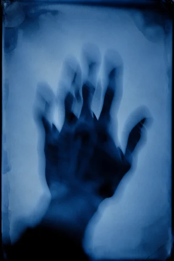 Spectral Indigo Cyanotype style reference image — spectral motion blur