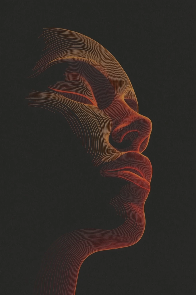 Amber Noir Linearism style AI image example 1