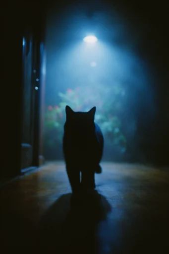 Cinematic Nocturnal Noir style reference image — wet reflective surfaces