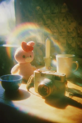 Luminous Analog Nostalgia style reference image — golden hour backlighting
