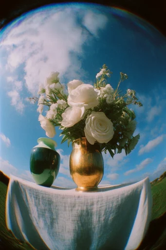 Saturated Fisheye Nostalgia style reference image — 90s retro aesthetic