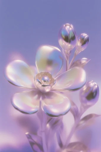 Iridescent Liquid Futurism style reference image — dreamy soft-focus lighting