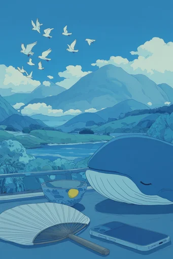 Monochromatic Blue Narrative style reference image — monochromatic blue color palette