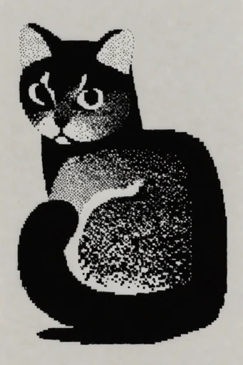 Raw Halftone Punk style reference image — minimalist ink illustration