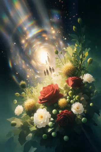 Spectral Cosmic Dreamscape style reference image — volumetric light rays