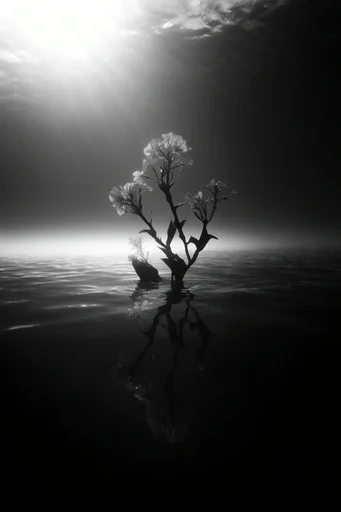 Monochrome Spectral Minimalism style reference image — grainy atmospheric texture