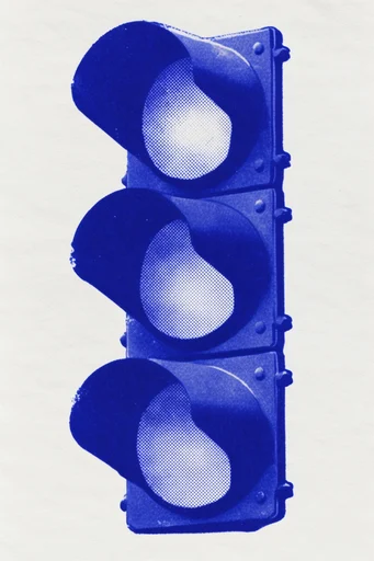 Ultramarine Graphic Printmaking style reference image — risograph halftone