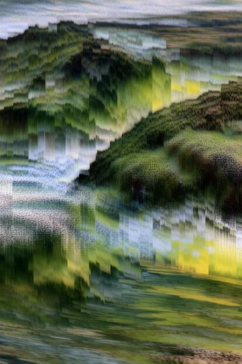 Ethereal Glitch Synthesis style reference image — digital decay