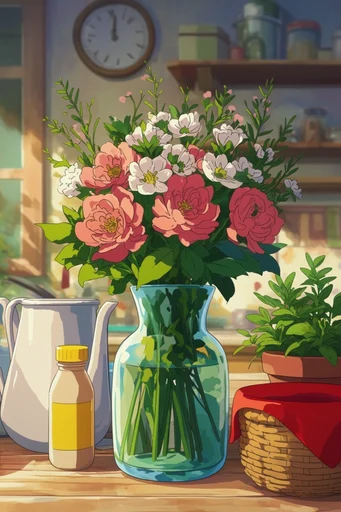 Nostalgic Anime Still Life style reference image — high-contrast lighting