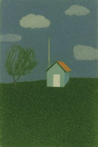 Melancholic Pastoral Surrealism style reference image — stippled lithograph texture