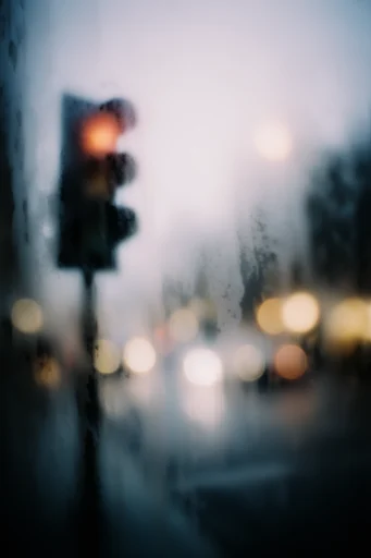 Cinematic Obscured Melancholy style reference image — condensation on glass