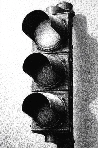 Textured Monochrome Noir style reference image — stippled dot texture