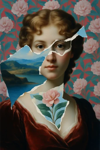 Deconstructed Classical Surrealism style reference image — surrealist collage