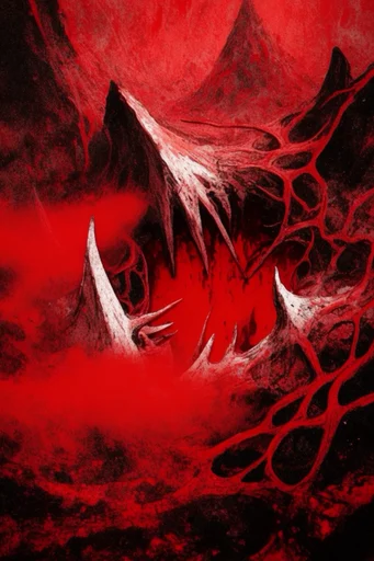 Visceral Crimson Abstraction style reference image — visceral crimson and black