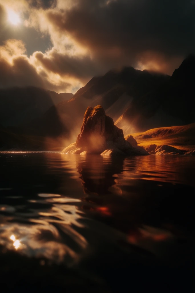 Cinematic Amber Noir style AI image example 2
