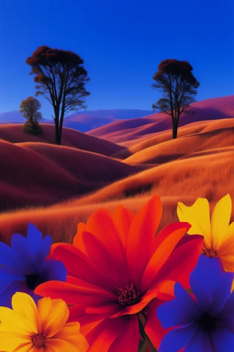 Saturated Graphic Botany style AI image example 2