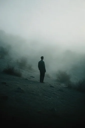 Atmospheric Cyan Solitude moodboard — generate AI images in this style