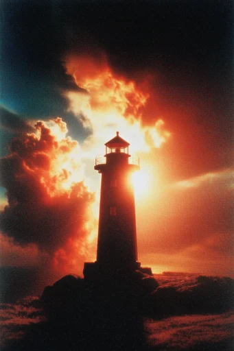 Luminous Apocalyptic Noir style reference image — cinematic retro-futurism