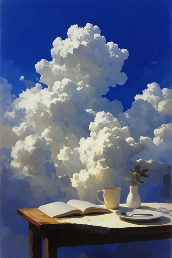 Surrealist Cobalt Horizon style reference image — cobalt blue sky