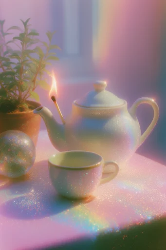 Ethereal Iridescent Nostalgia style reference image — iridescent pastel palette