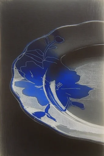 Ethereal Cobalt Melancholy style reference image — textured paper aesthetic