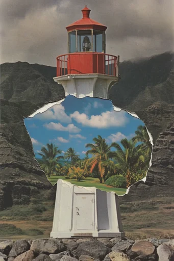 Analog Surrealist Collage style reference image — mid-century print aesthetic