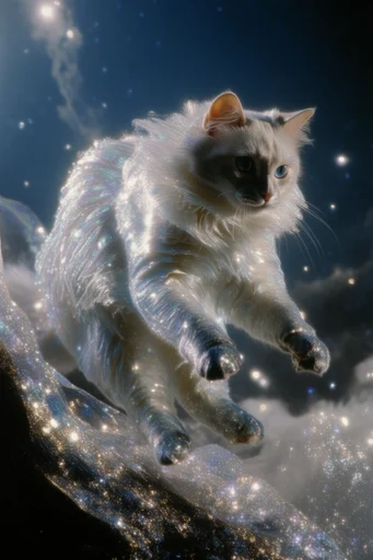 Iridescent Chrome Celestial style reference image — ethereal stardust