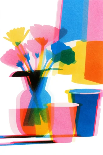 Chromatic Analog Glitch style reference image — risograph print texture