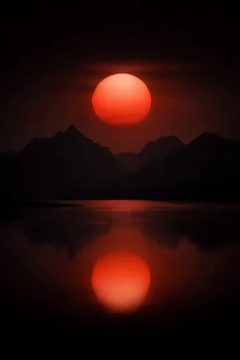 Crimson Solar Noir style reference image — minimalist silhouette