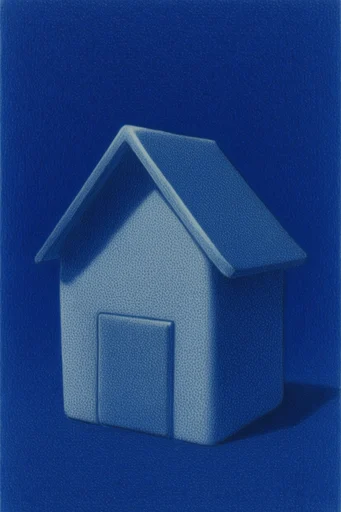 Monochromatic Cobalt Surrealism style reference image — surreal minimalist illustration