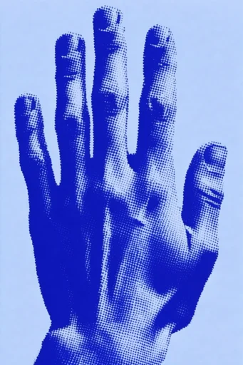 Graphic Duotone Halftone style reference image — duotone color palette