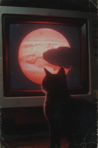 Analog Glitch Noir style reference image — retro-futuristic surveillance