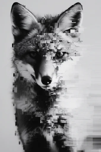 Monochrome Glitch Archive style AI image example 3