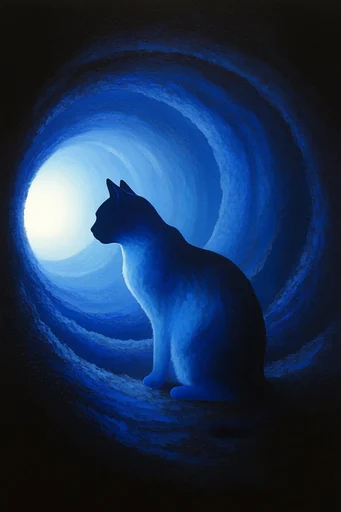 Monochromatic Cobalt Surrealism style reference image — atmospheric scale