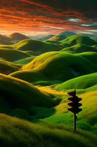 Surreal Verdant Topography style reference image — vibrant emerald landscape
