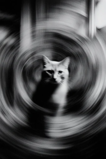 Monochrome Kinetic Vortex style reference image — surreal noir atmosphere