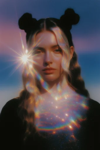 Surreal Retro-Cosmic Collage style reference image — halftone texture