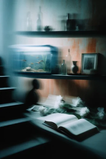 Ethereal Cyan Blur style reference image — cyanotype blue